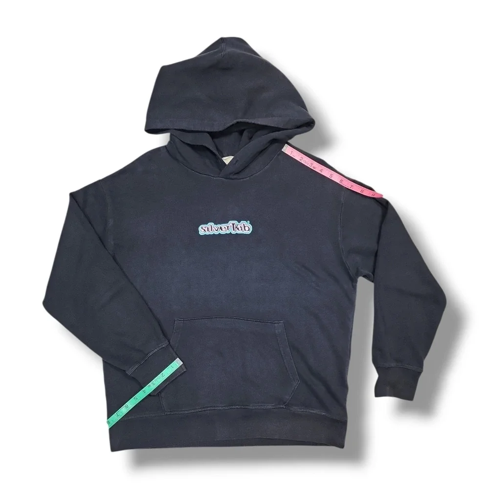 Vintage Levi's SilverTab Graphic Spell Out Y2K Grunge‎ Black Hoodie Men's L
